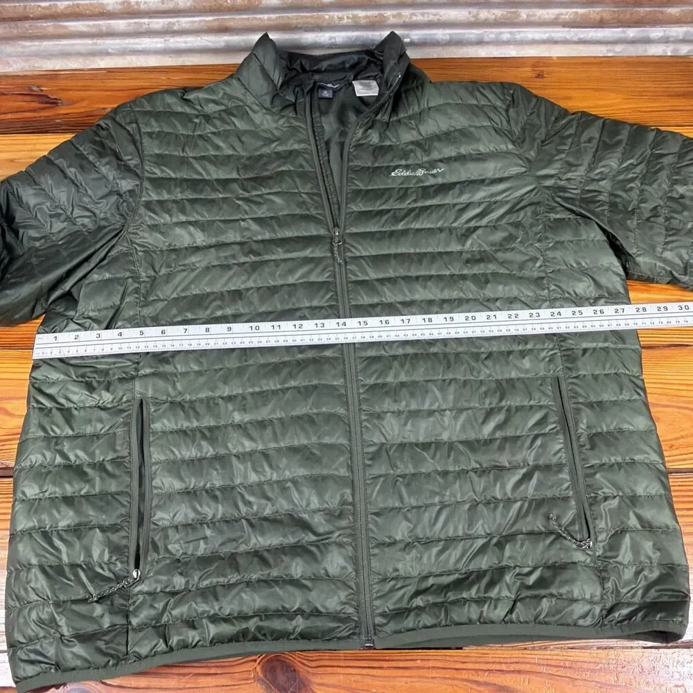 Eddie Bauer Jacket Men’s XXL Green  EB650 Goose Down Puffer Full Zip Quilted